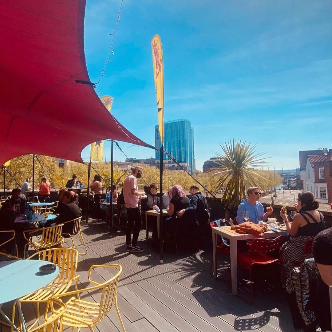 The sunny rooftop bar at Bambalan Bristol
