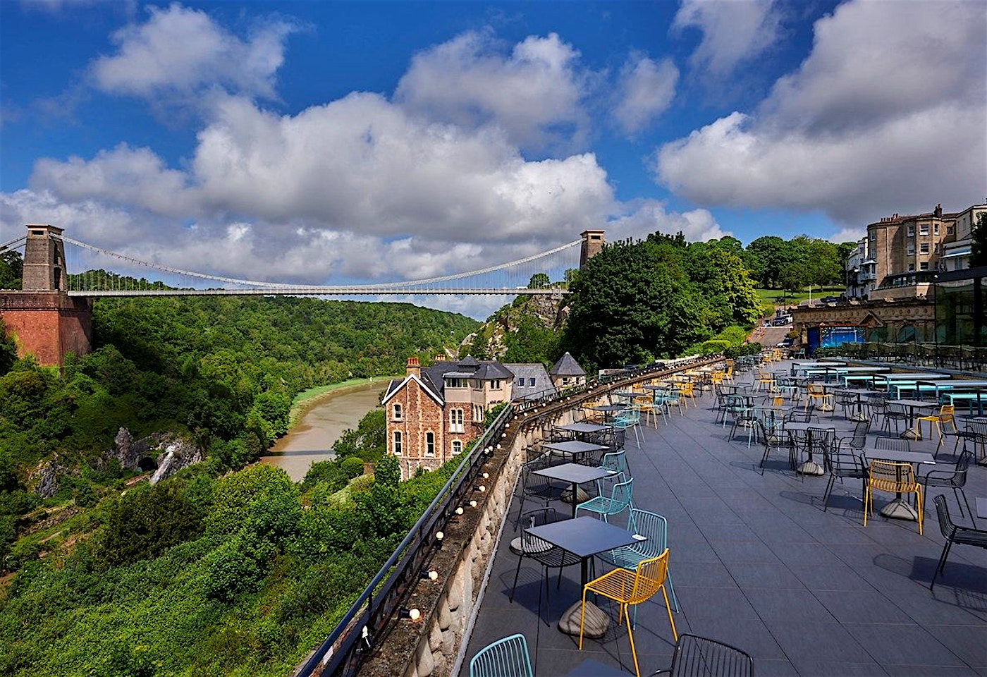 A panoramic view of the rooftop bar at White Lion, a roof terrace
