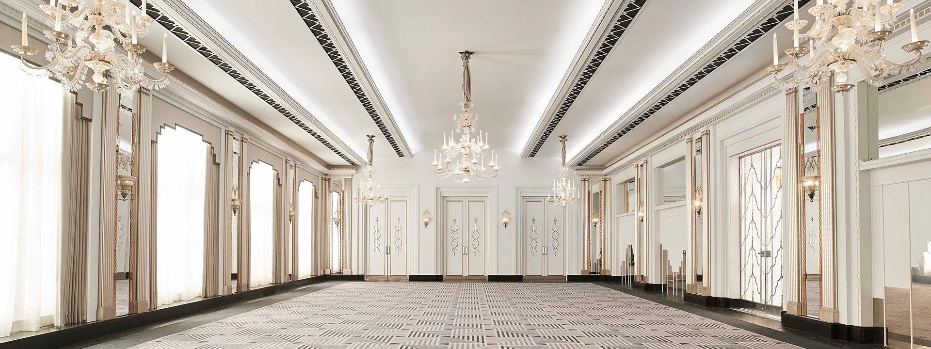 A London ballroom known for its Art Deco architectural design: Ballroom and Mirror Room, Claridge's1