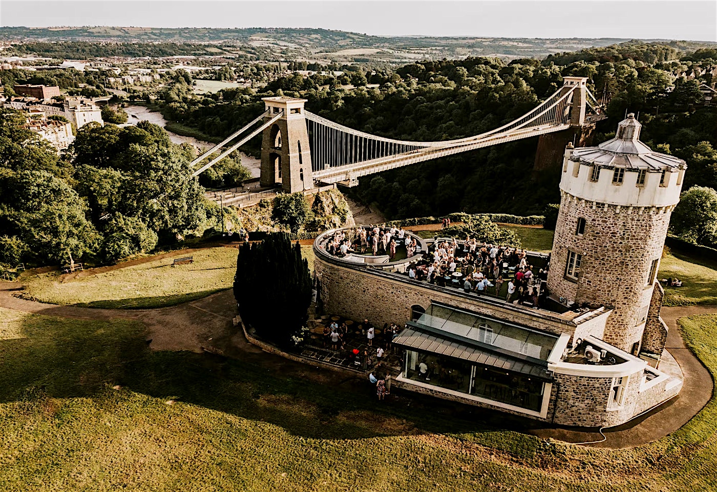 A view of the Clifton Observatory, a bar on a Bristol roof terrace