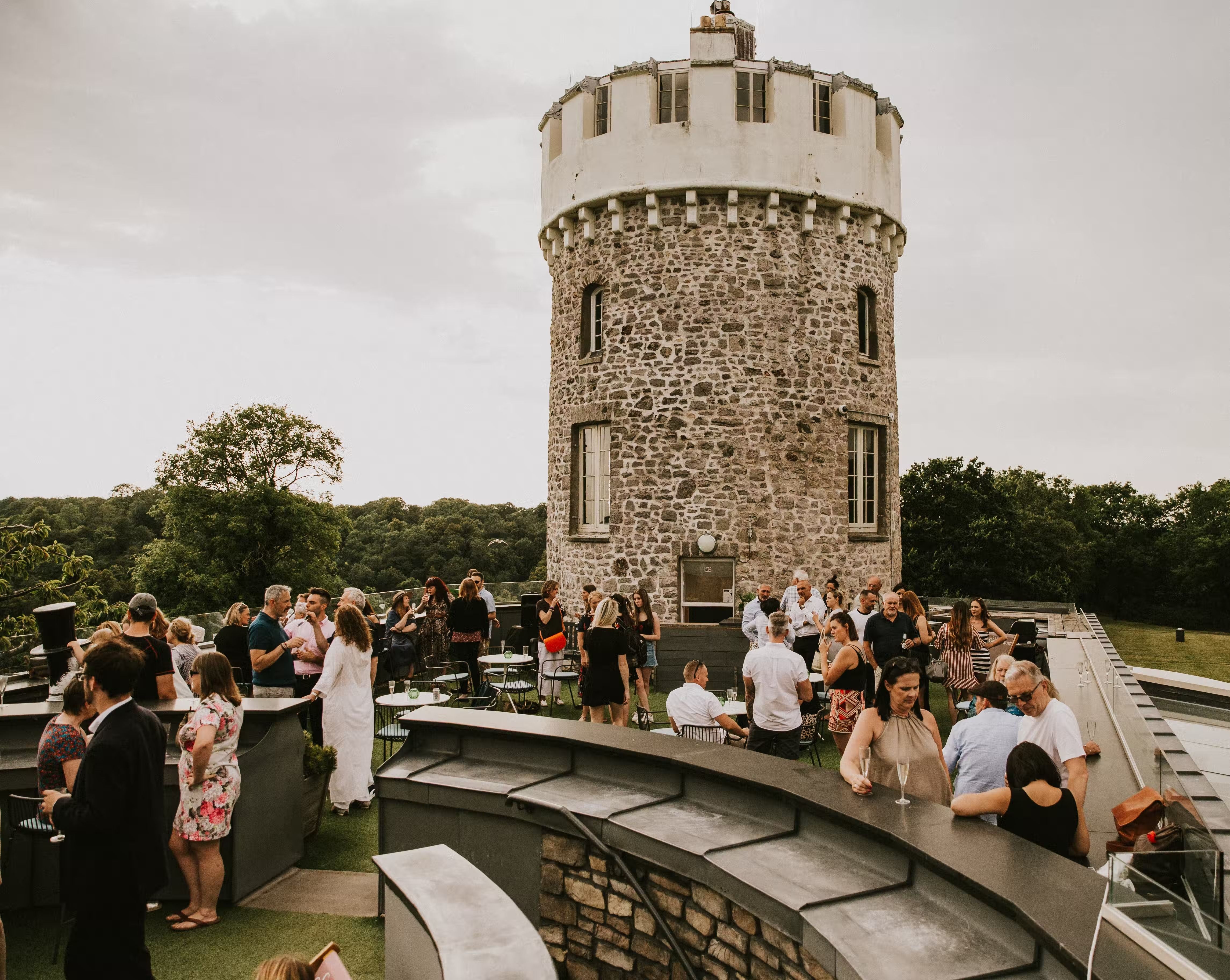 Guests at an event at the Clifton Observatory roof terrace