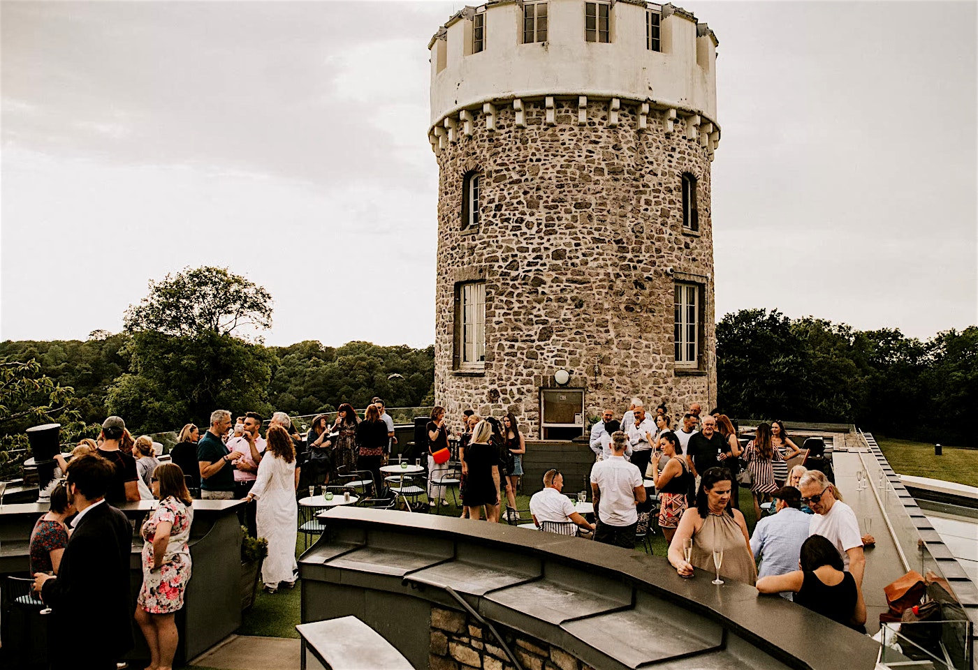 Guests at an event at the Clifton Observatory roof terrace
