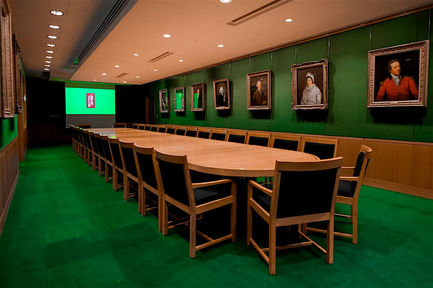 A boardroom style meeting room in the British Library