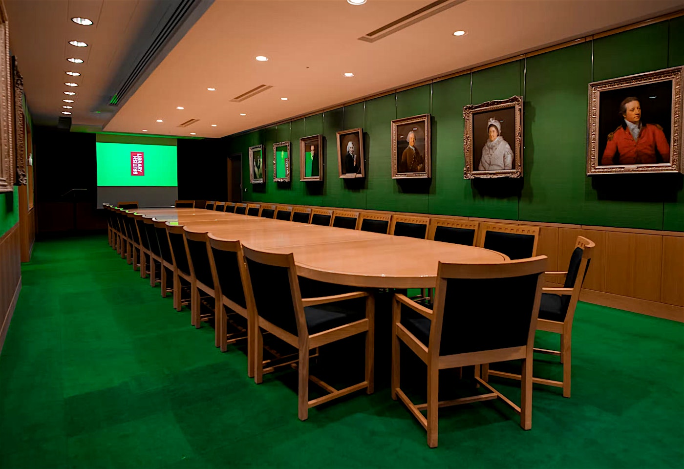 A boardroom style meeting room in the British Library