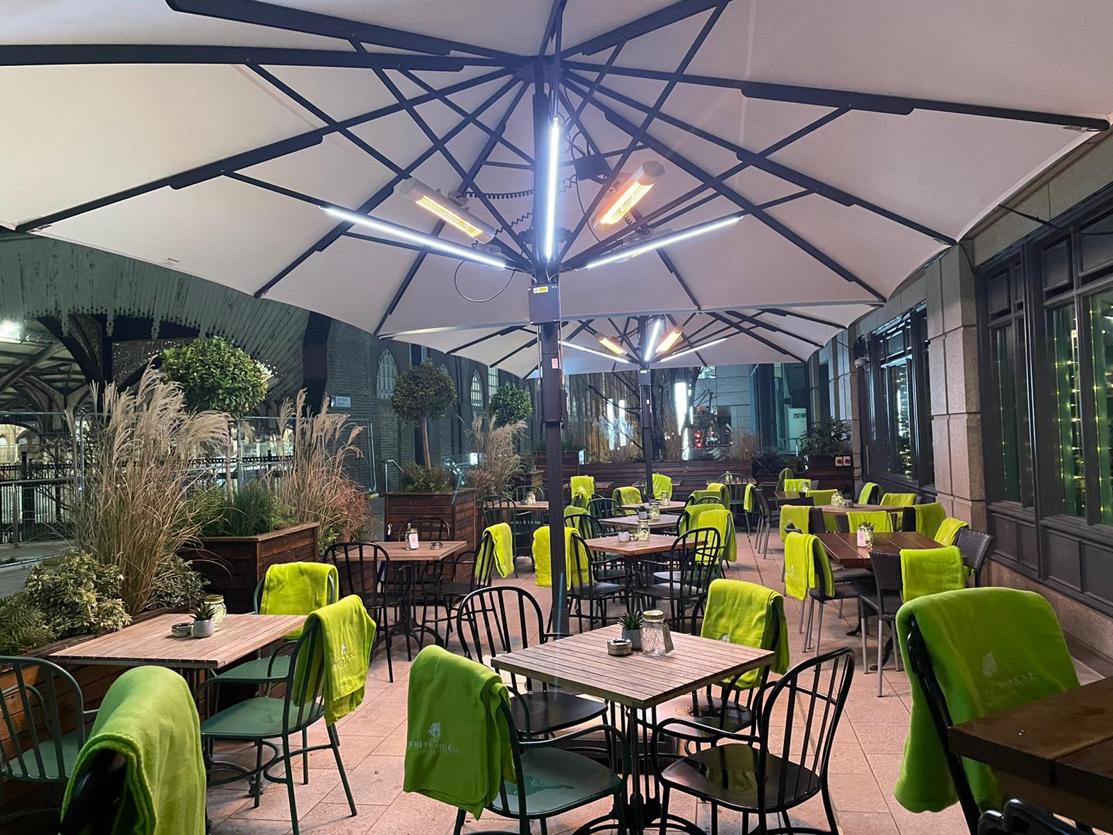 Outdoor terrace at The White Horse, a pub near Liverpool Street in London