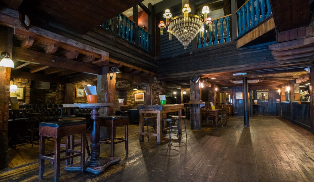 Interior photograph of Dirty Dicks, a pub near Liverpool Stret