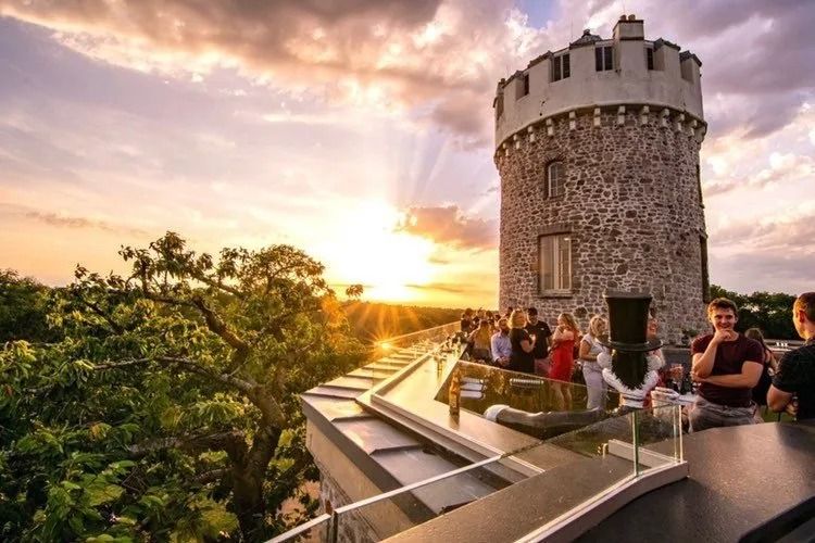Sunset at the rooftop bar at Clifton Observatory Bristol
