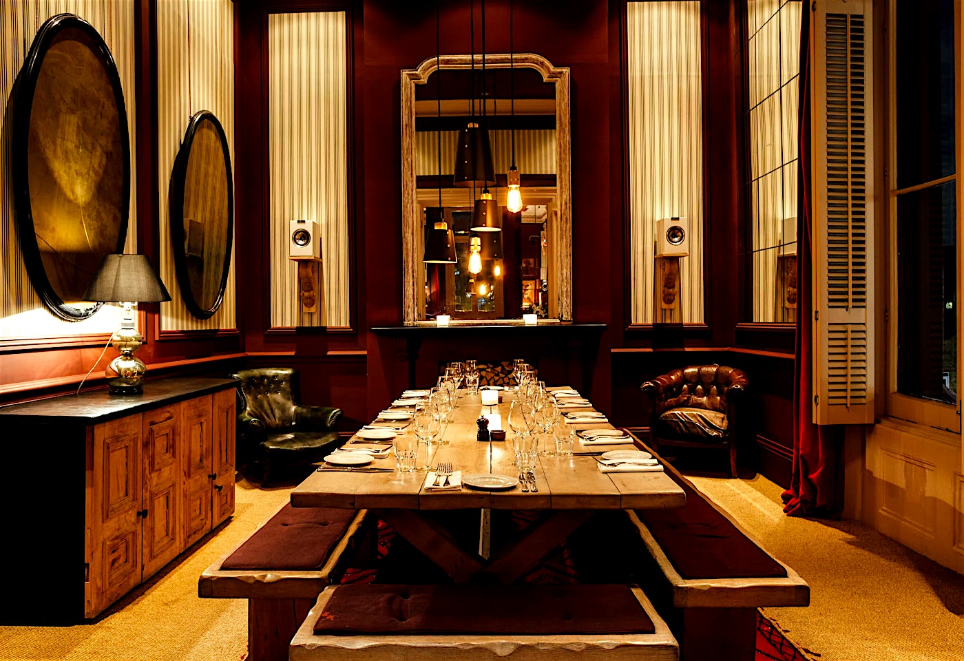 Private dining room at The Oak, a restaurant in Notting Hill, London