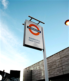 The Shoreditch High Street bus stop sign