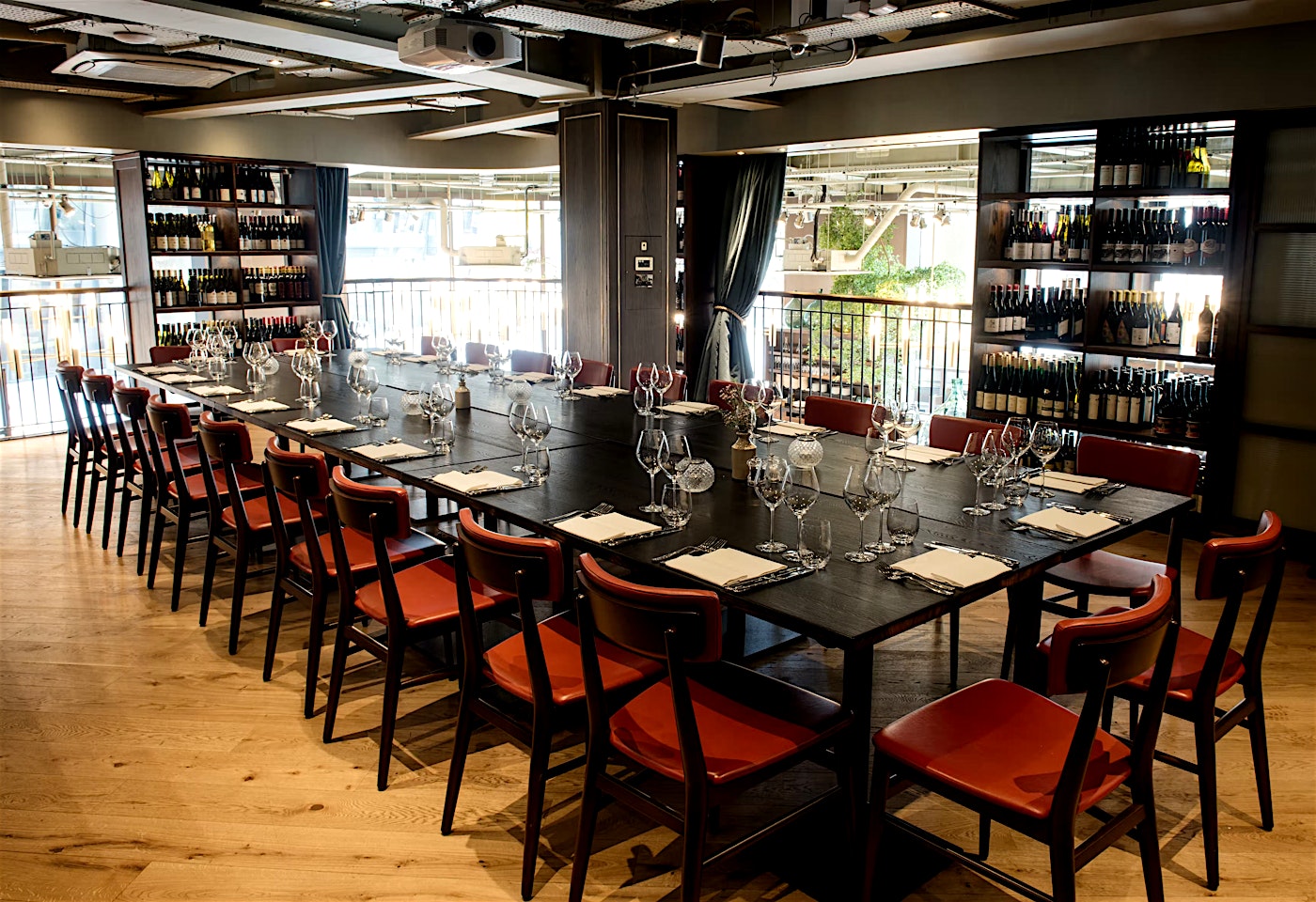 The mezzanine at Vinoteca City, a wine bar in St Paul's, London