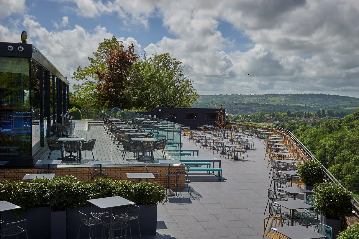 A view of the roof terrace at Hotel du Vin's White Lion in Bristol