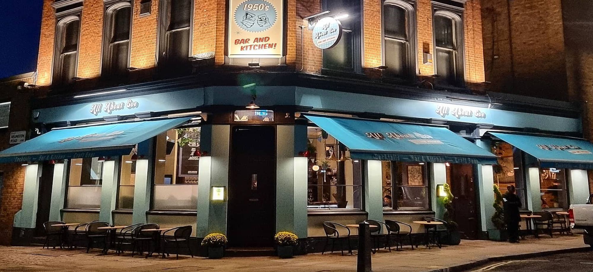 exterior of all about eve cocktail bar camden in camden town london