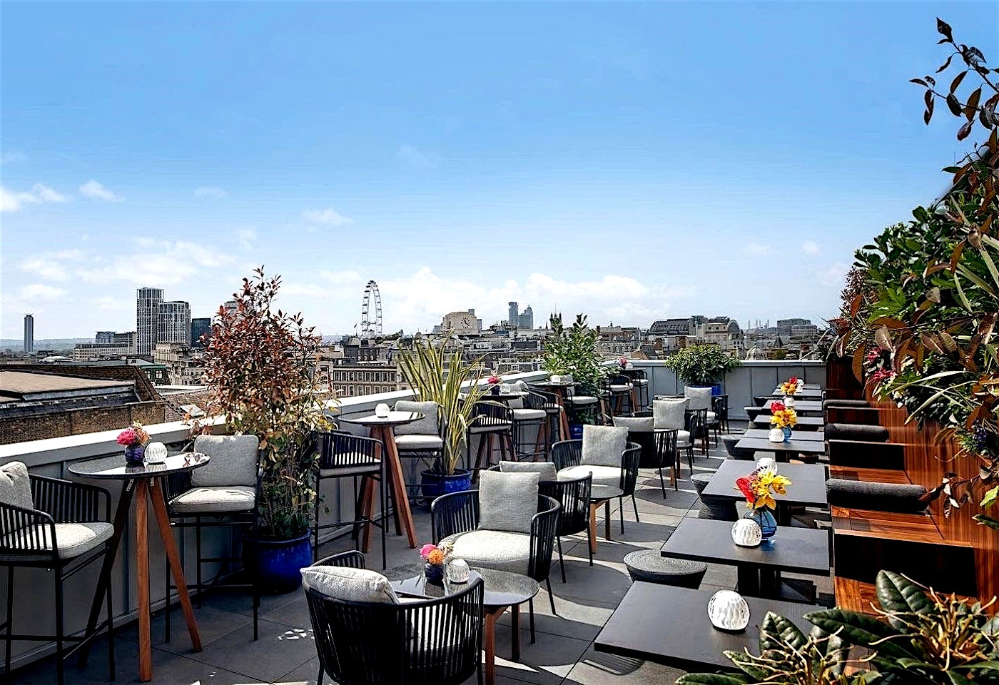 rooftop of interior of amano rooftop bar holborn cocktail bar london