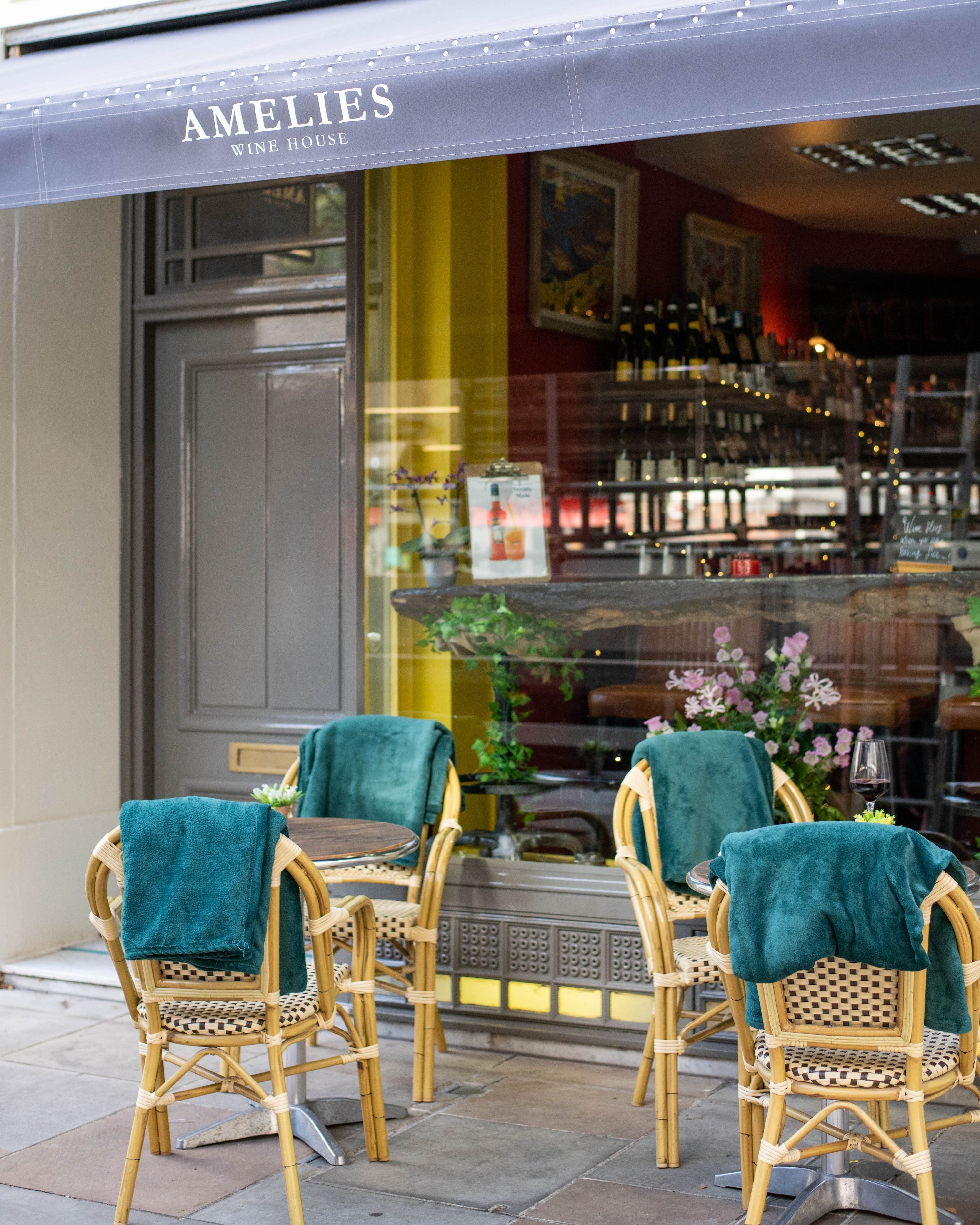 exterior of amelies wine house bloomsbury bar