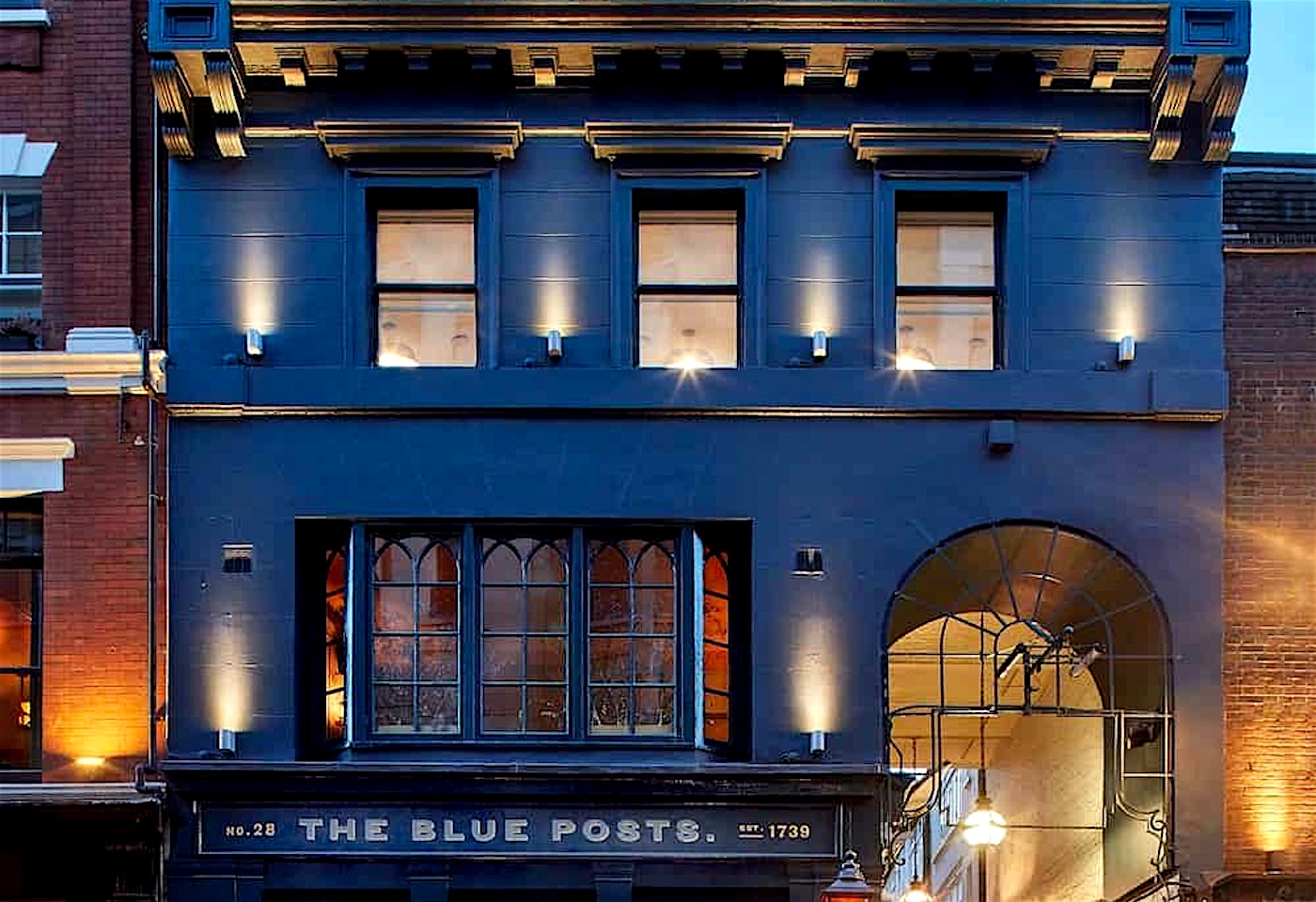 exterior of the blue posts leicester square london bar