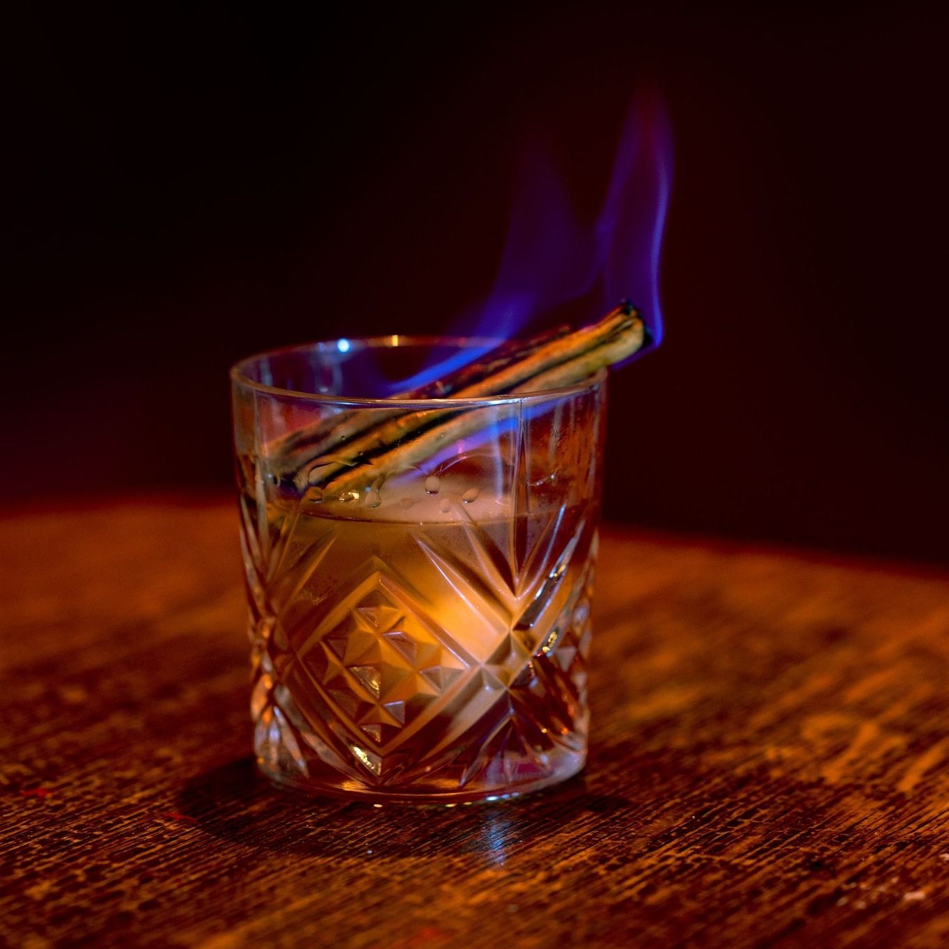 flaming cocktail at the London Bridge bar the Britannia Smokd