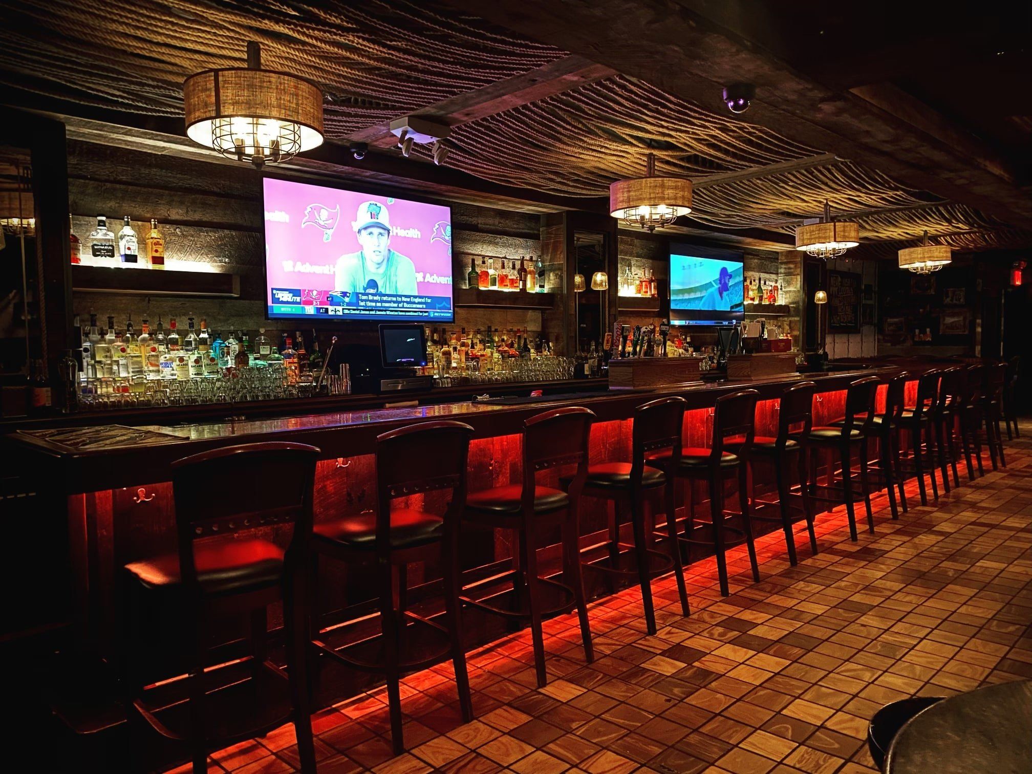 The bar area at Carragher's, a sports bar in NYC. 