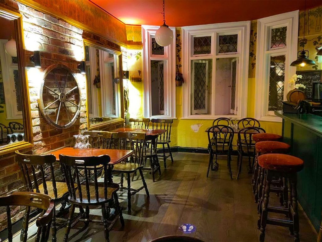 interior of cave kitchen and wine bar earls court london bar