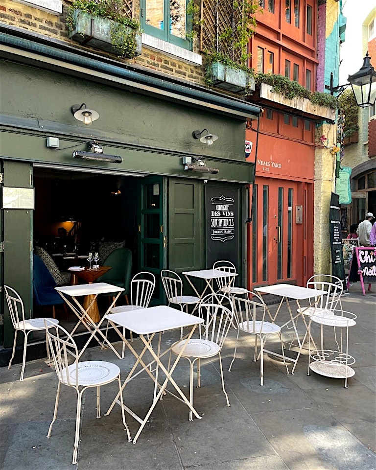 outdoor seating at compagnie wine bar seven dials london bar