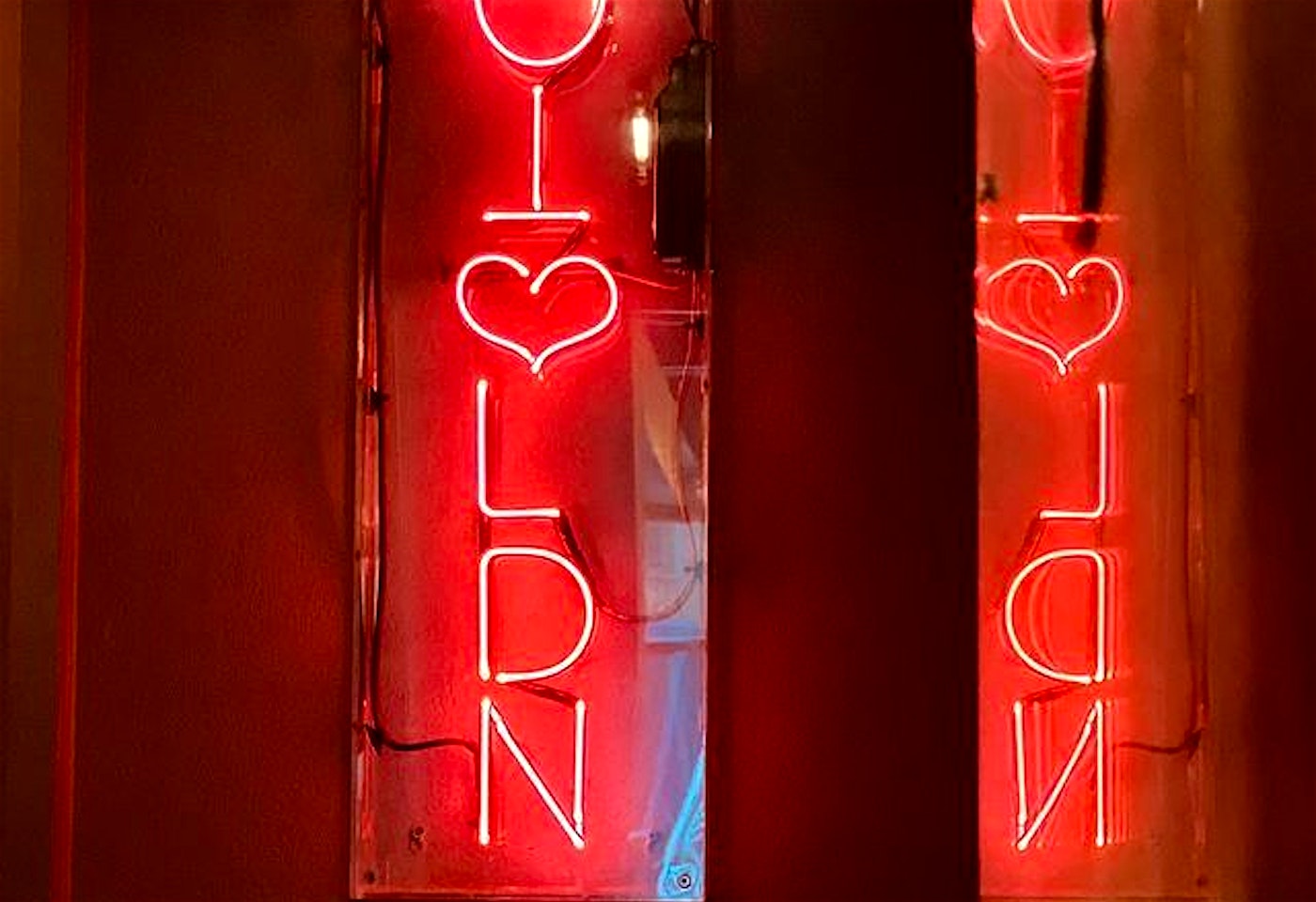 neon sign at dalla terra wine bar seven dials london bar