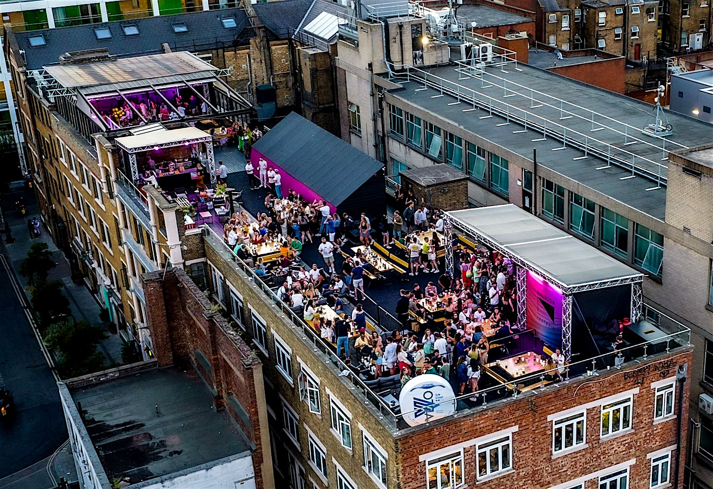 aerial view of dalston roofpark in dalston london bar