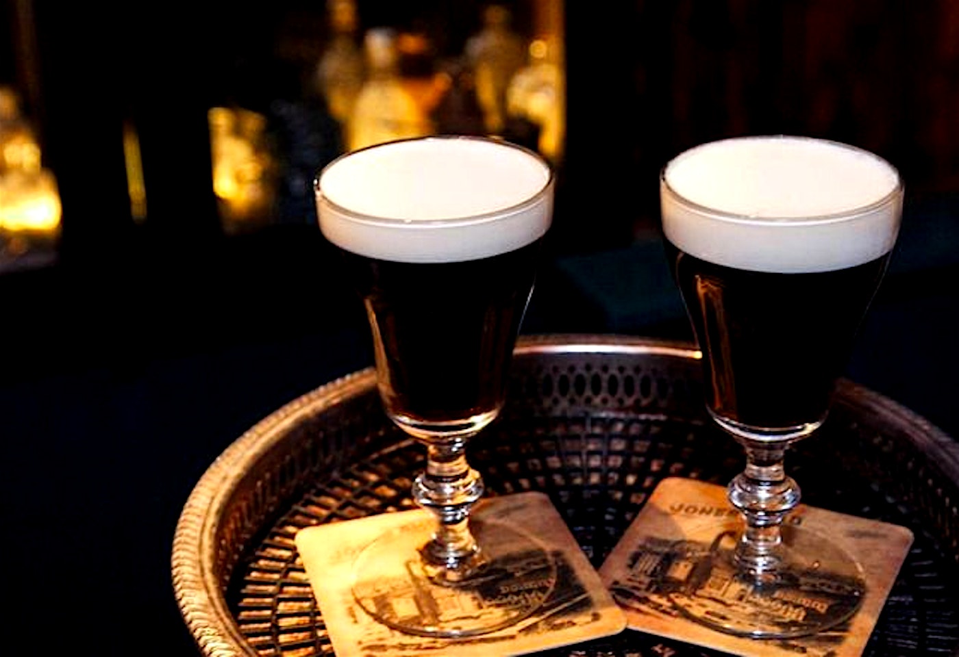 Two Irish beers at The Dead Rabbit NYC, a bar for celebrating 21st birthdays in New York.