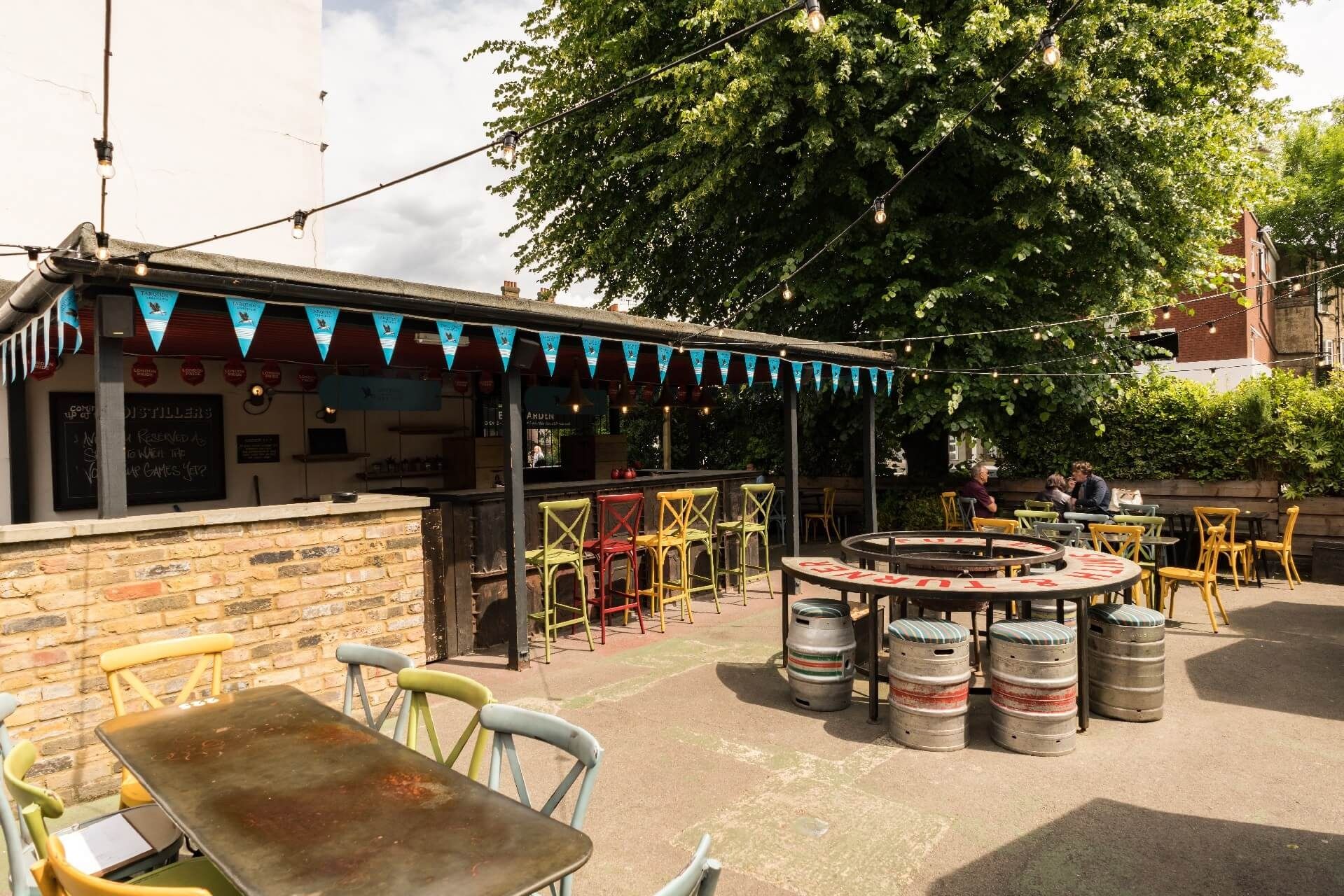 beer garden at the distillers hammersmith london bar