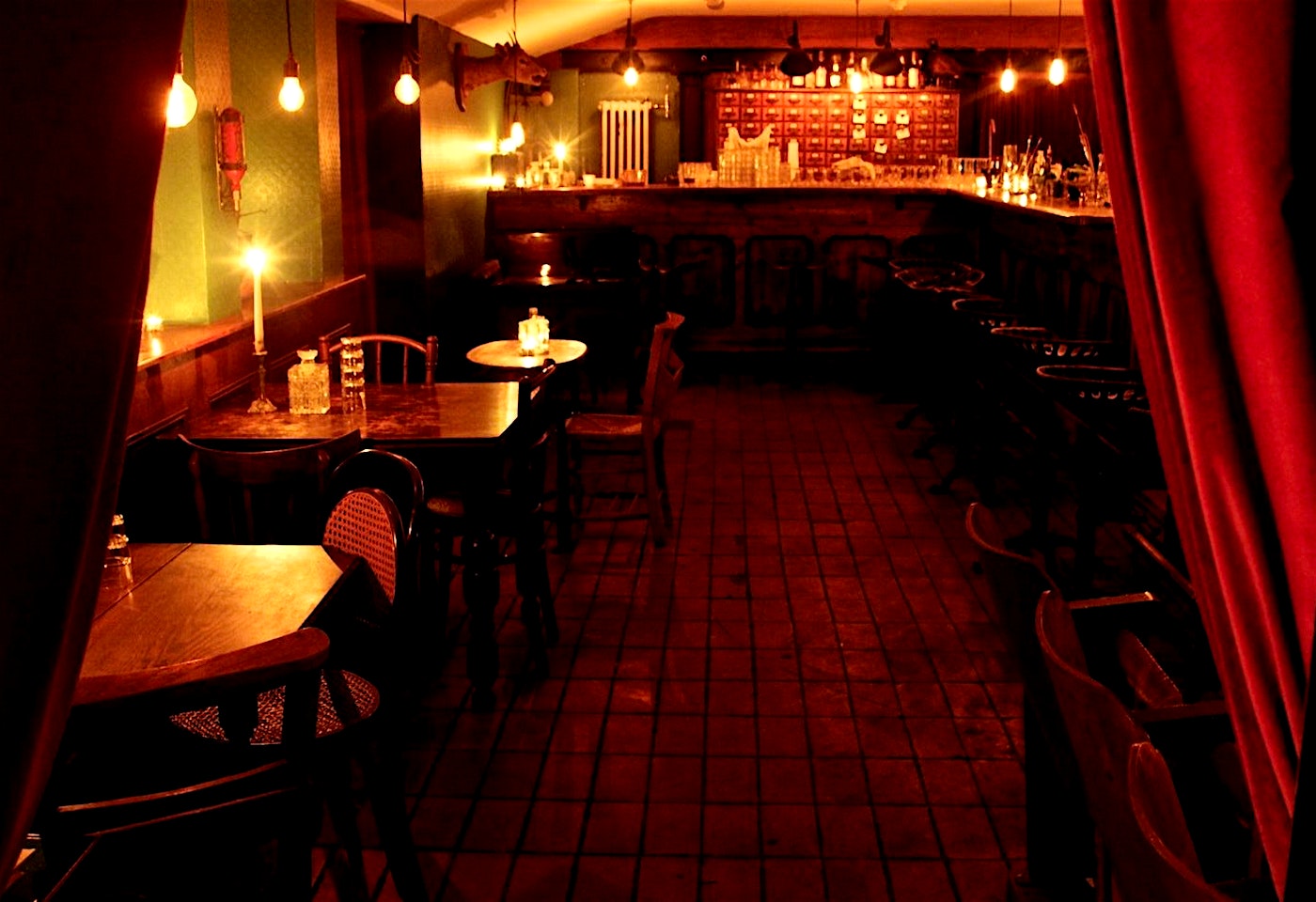 interior of evans and peel speakeasy earls court london bar