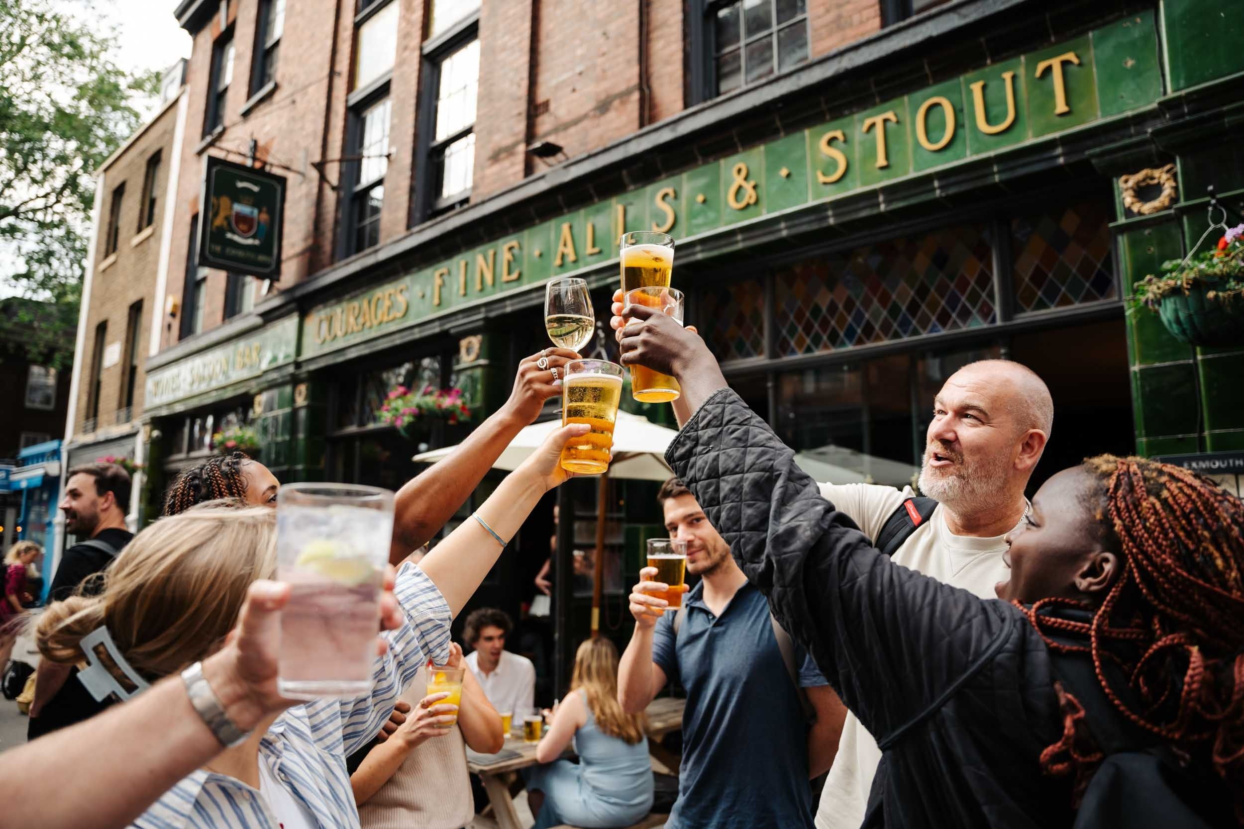 people outside exmouth arms clerkenwell bar london