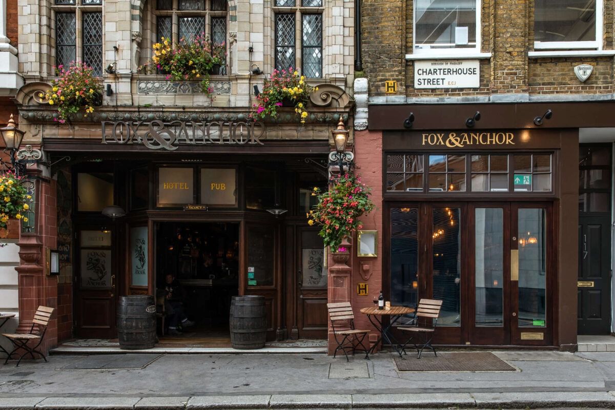 exterior of fox and anchor farringdon bar london