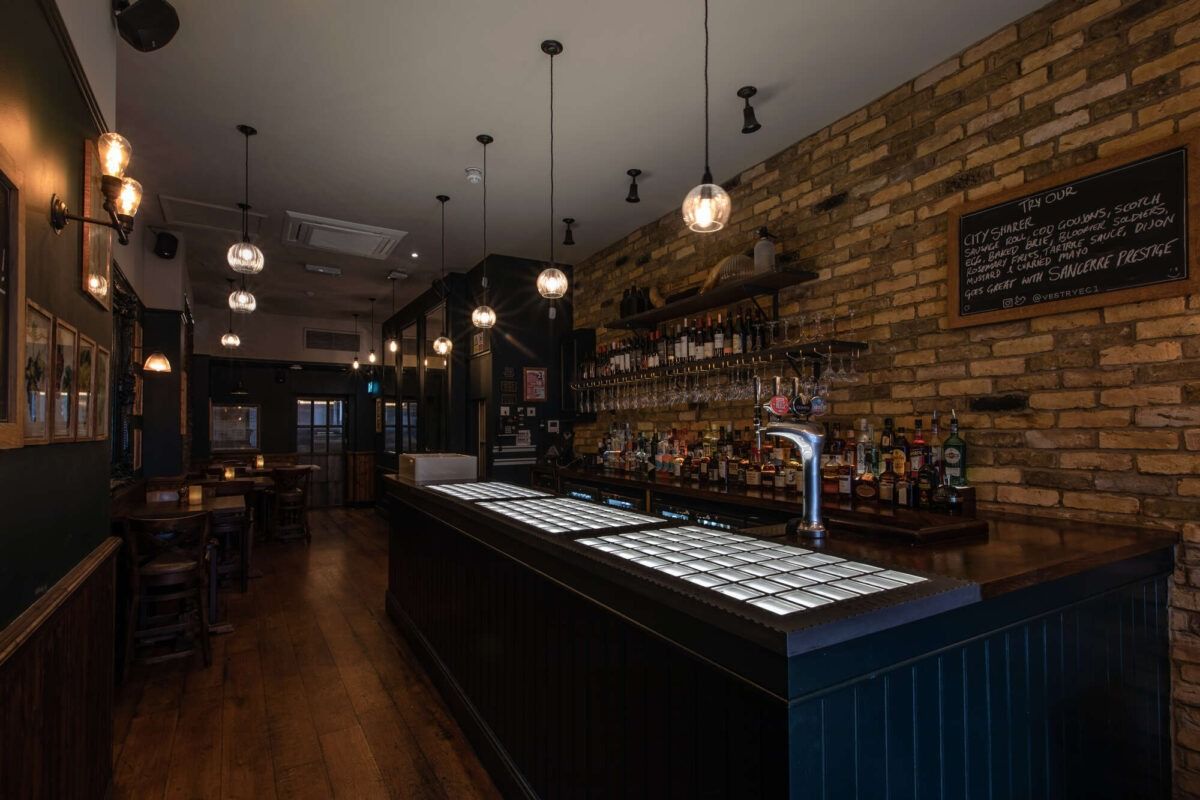 interior of fox and anchor farringdon bar london