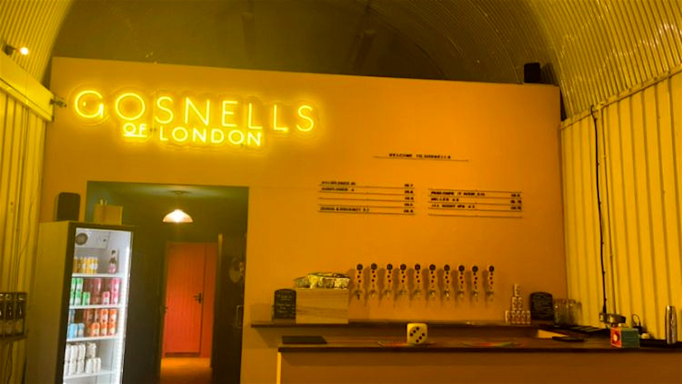 neon sign inside gosnells meadery and taproom in bermondsey london