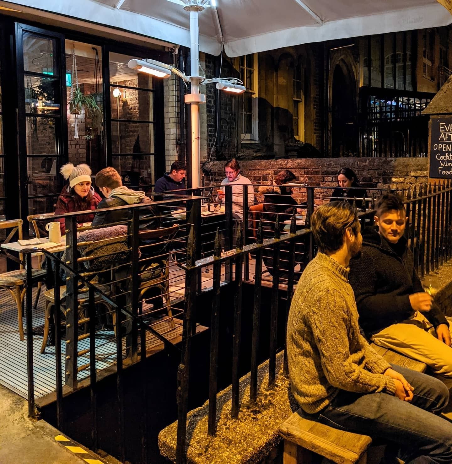 outdoor seating at happiness forgets in hoxton london