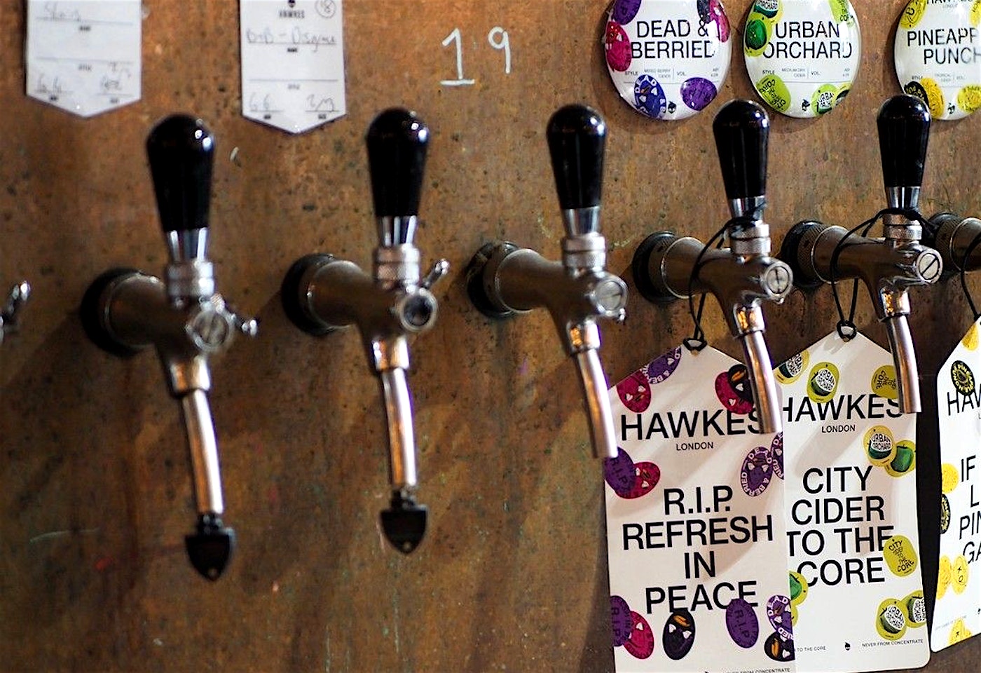 detail of the taps at hawkes cidery and taproom in bermondsey london