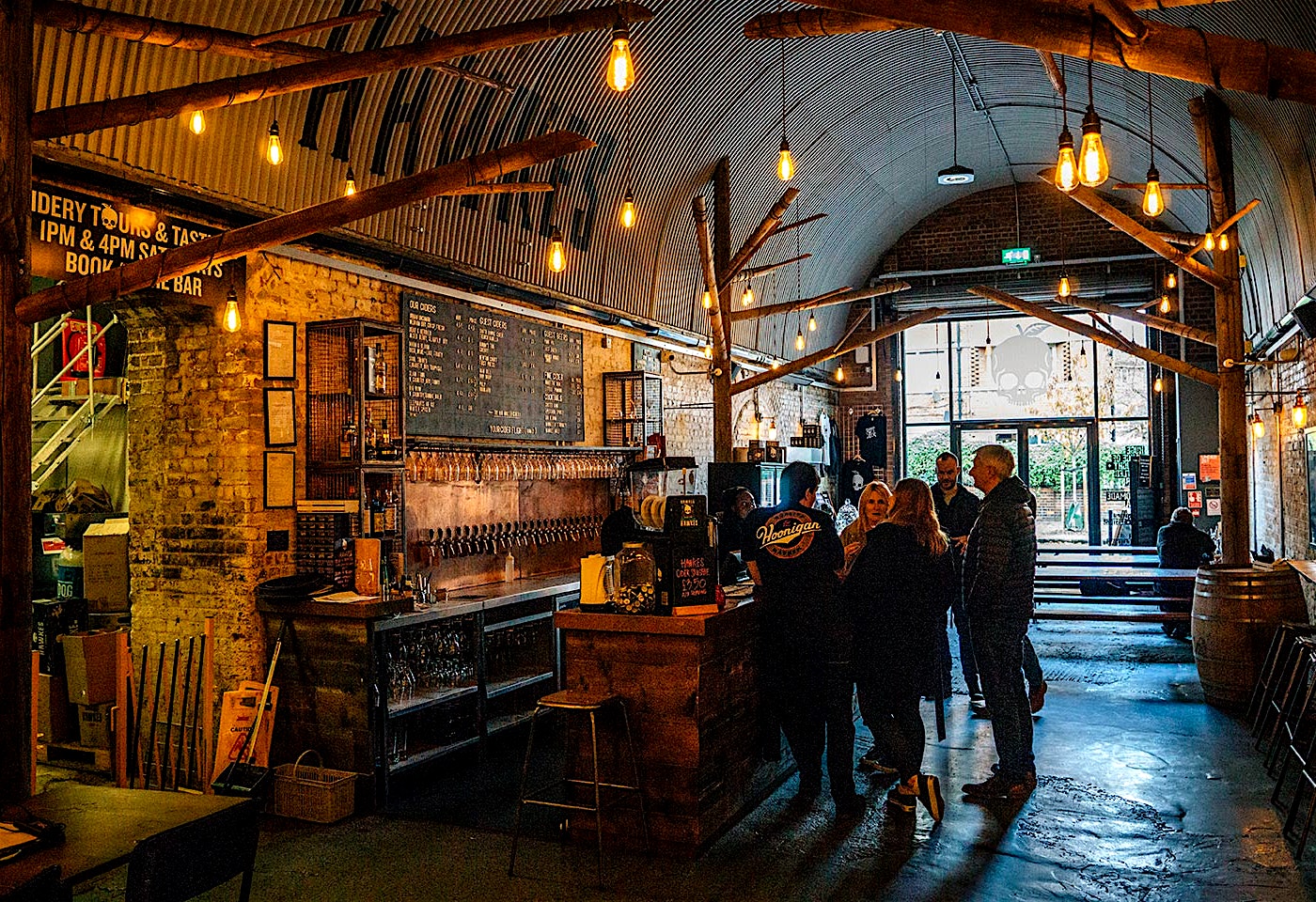 interior of hawkes cidery and taproom in bermondsey london