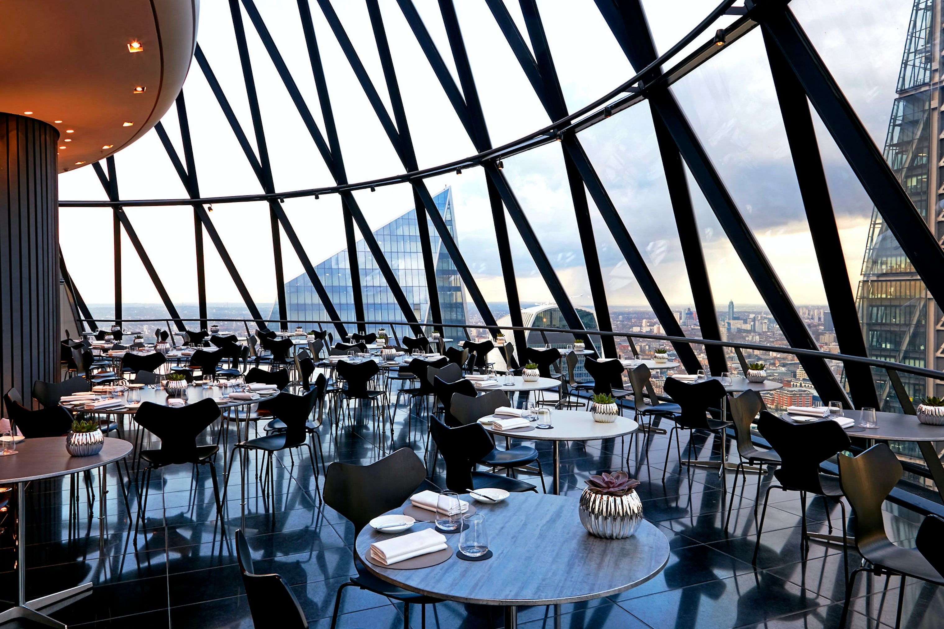 interior of iris bar at searcys at the gherkin city of london rooftop bar