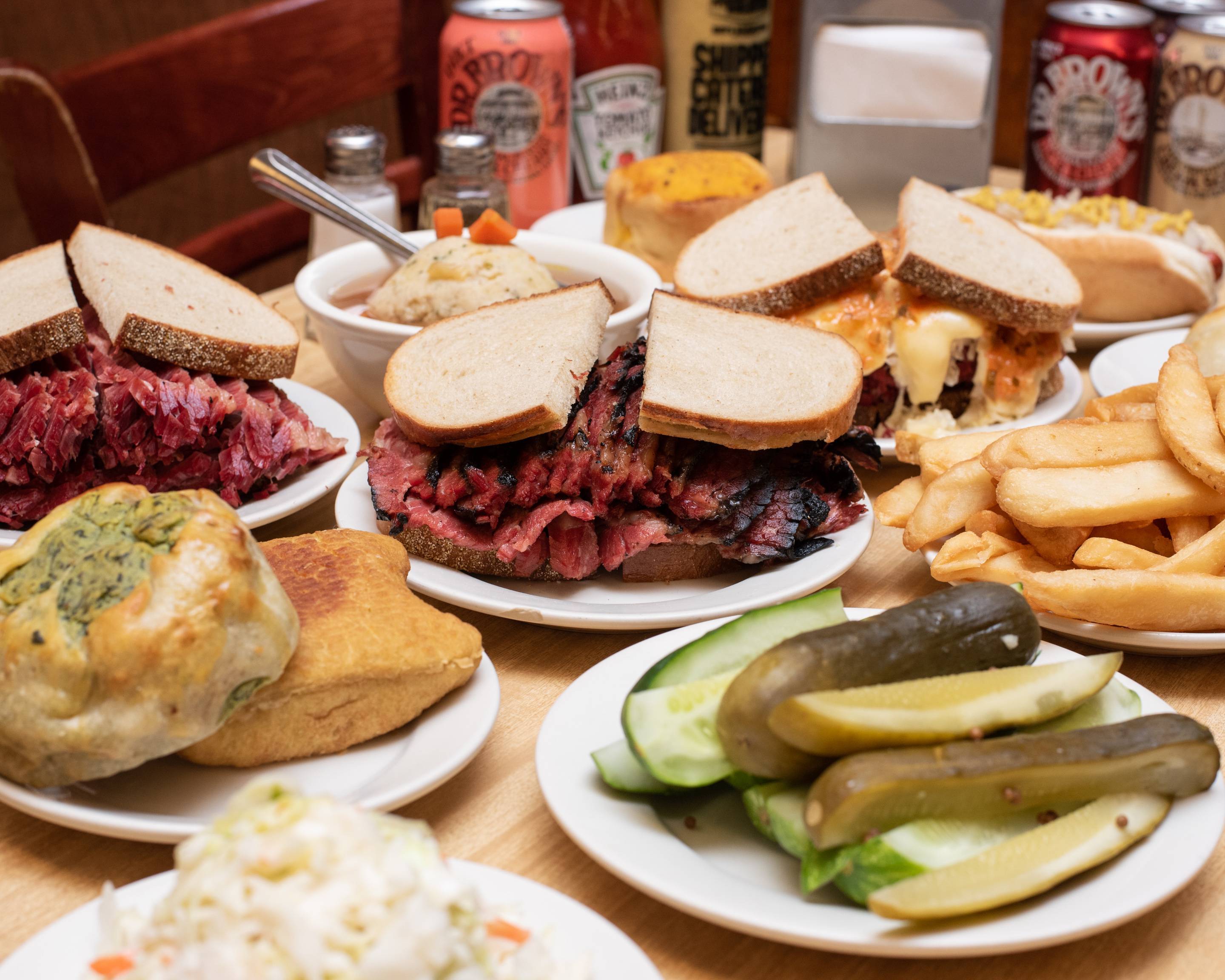 Menu offerings at Katz's Deli, a unique party venue in NYC.