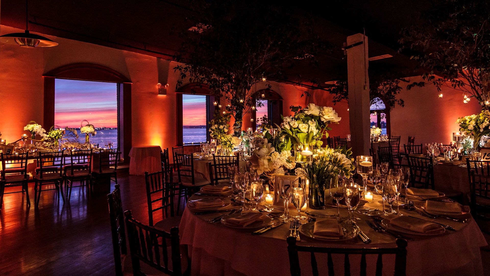 A private events space at The Liberty Warehouse, a graduation party venue in NYC.