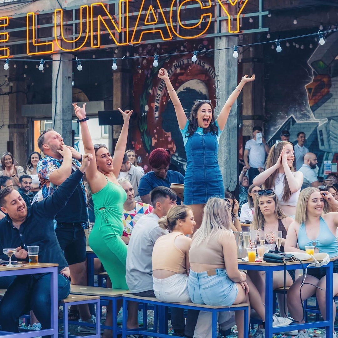 Guests celebrating during an event at Luna Springs, a bar in Digbeth