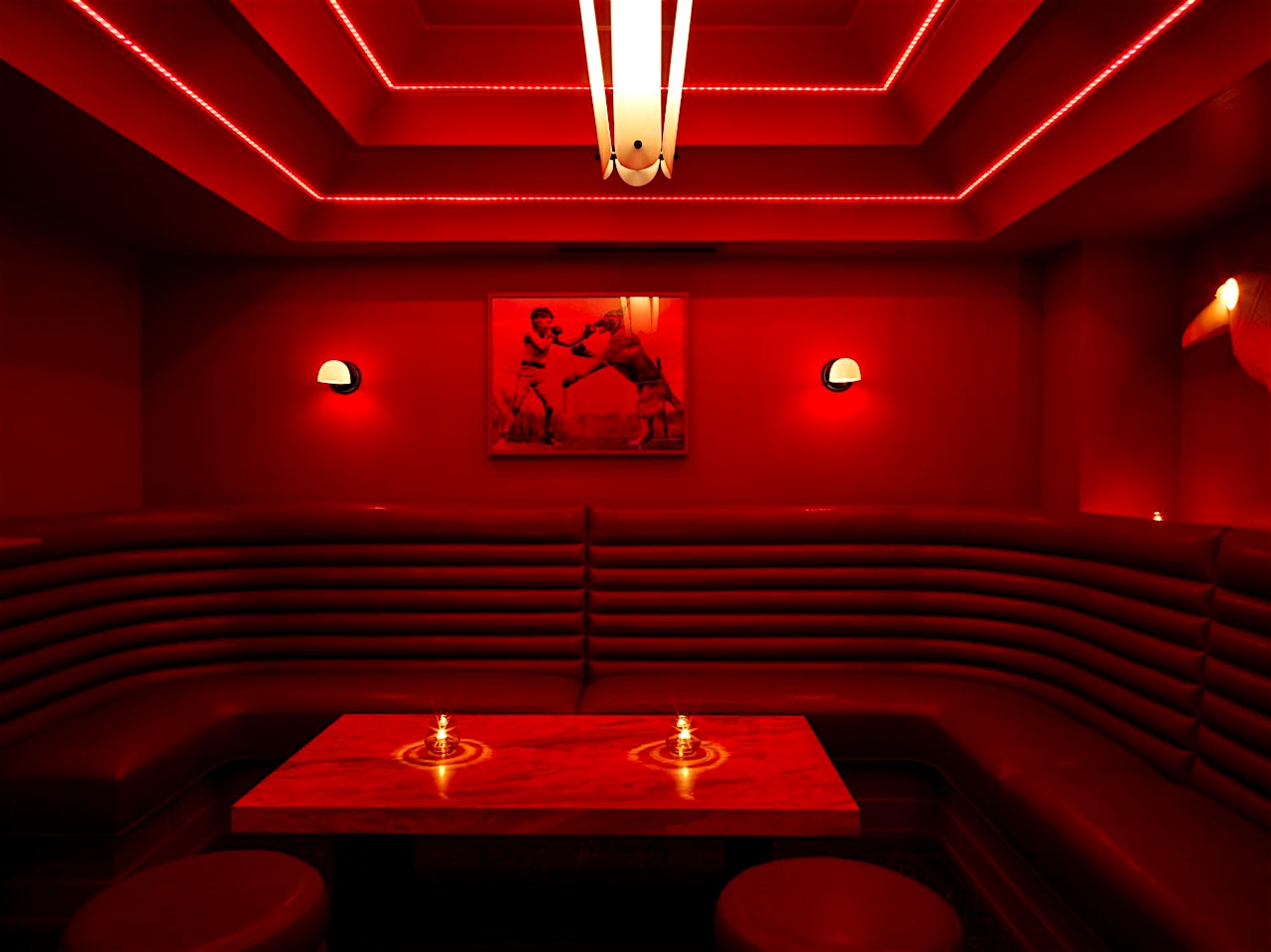 red room interior of mister paradise east village party venue new york