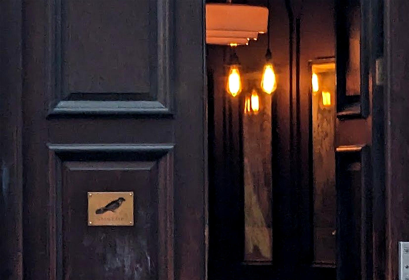 door detail at nightjar shoreditch in old street in london