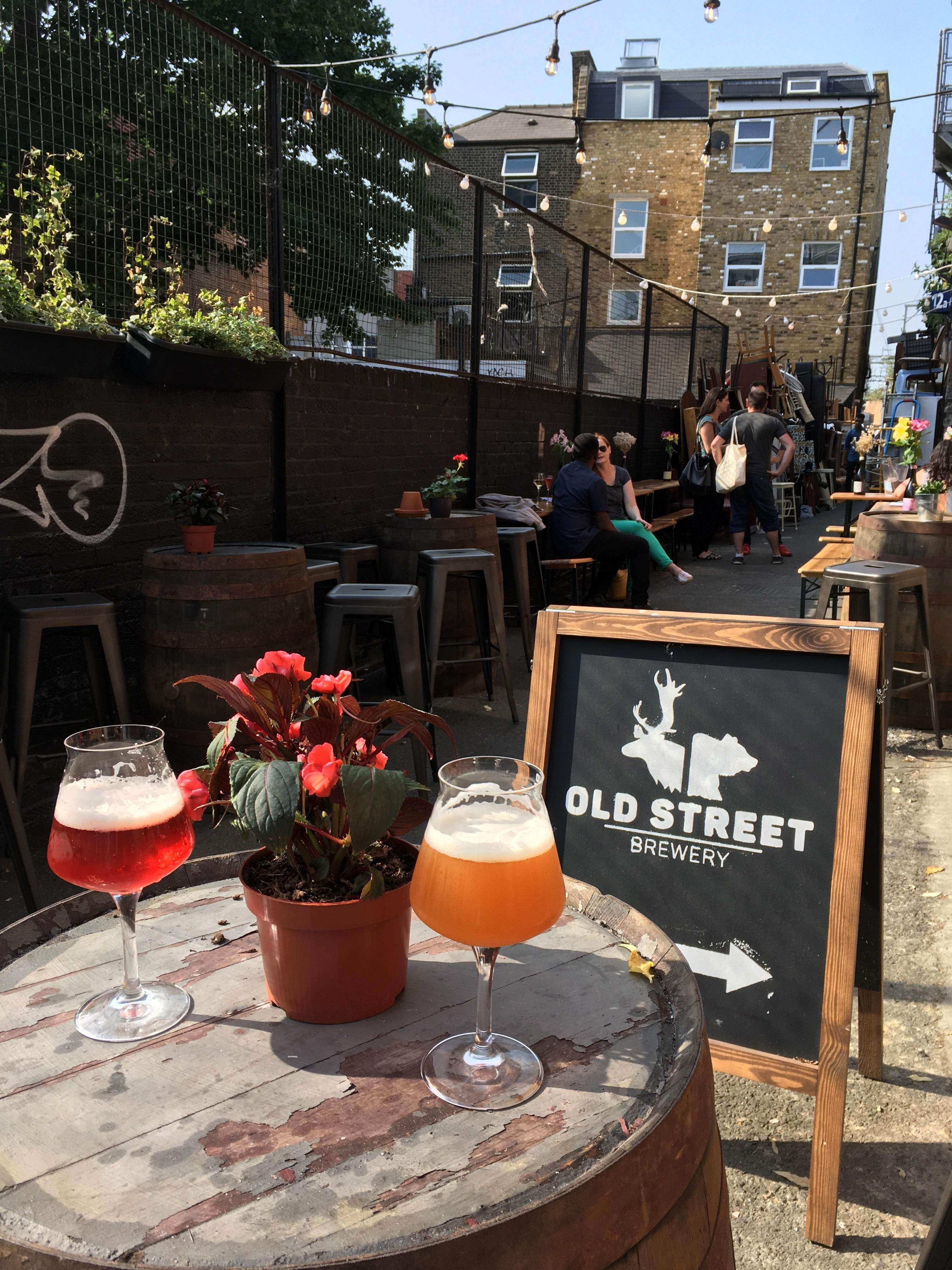 drinks at old street brewery in hackney wick london