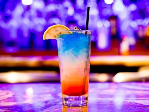 A red, white, and blue drink at Porchlight, a bar for celebrating 21st birthdays in New York.