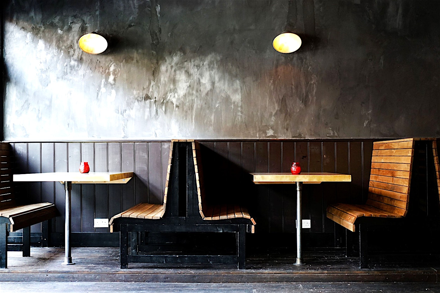 interior of red hand bar in dalston in london