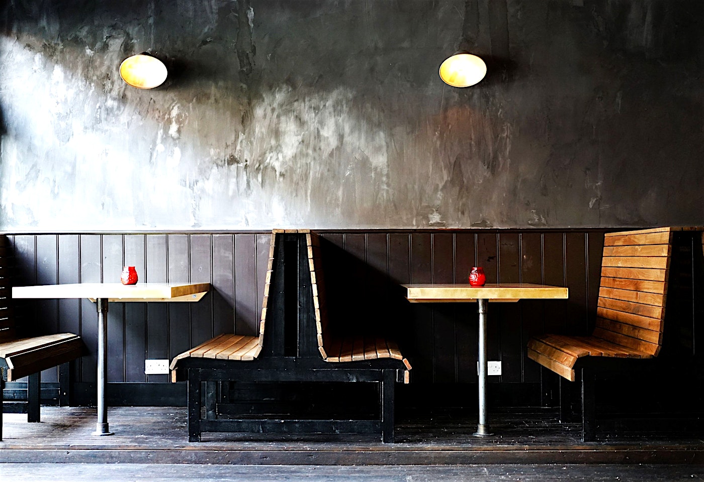 interior of red hand bar in dalston in london