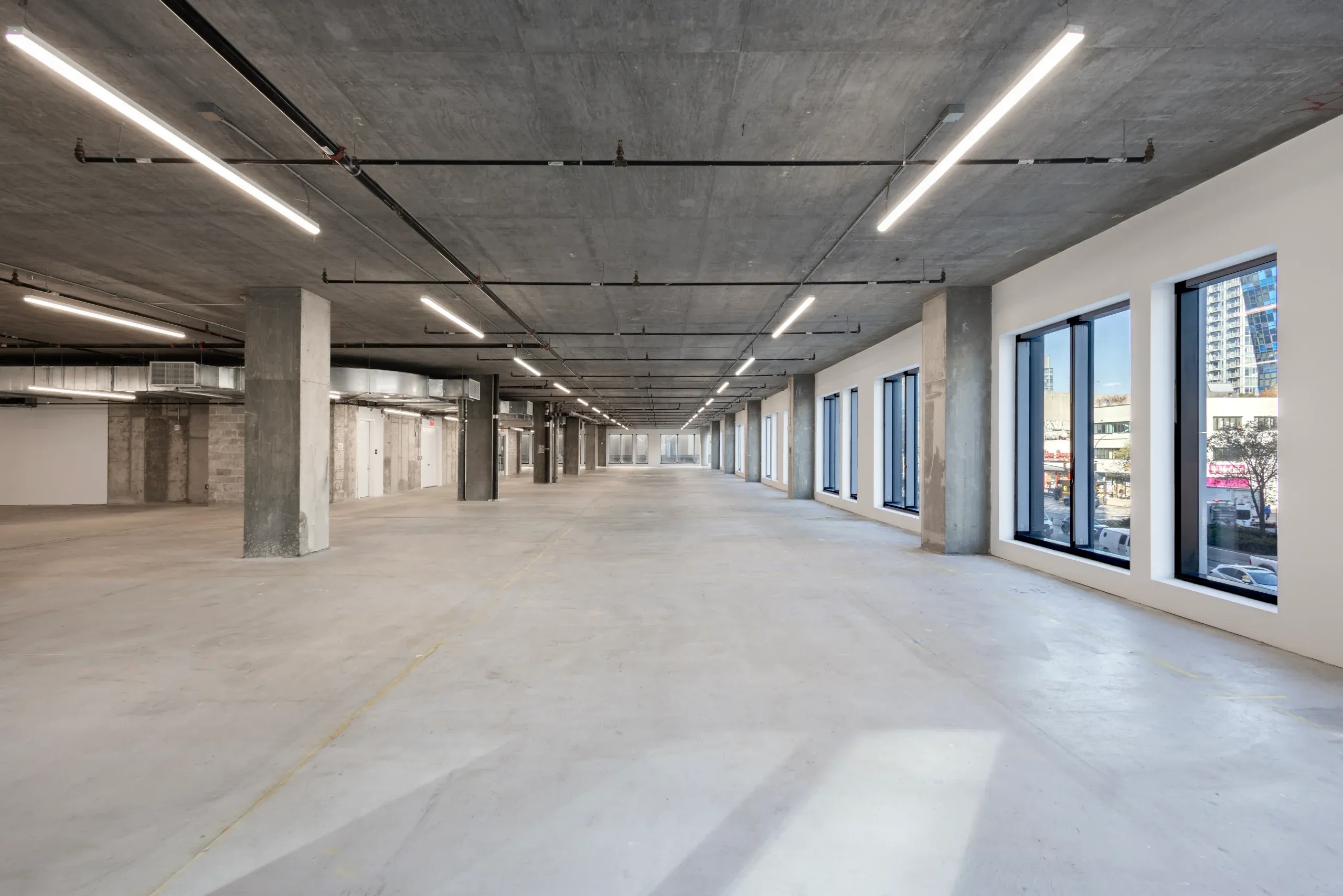 A large open space in Skylight at Essex Crossing, a conference venue on the Lower East Side in NYC.