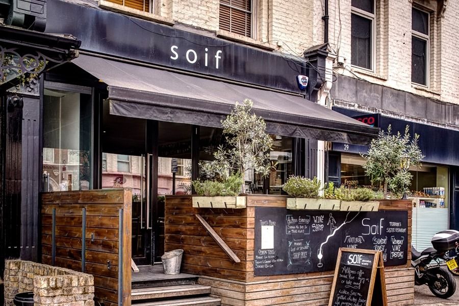 exterior of soif wine bar and shop clapham bar london