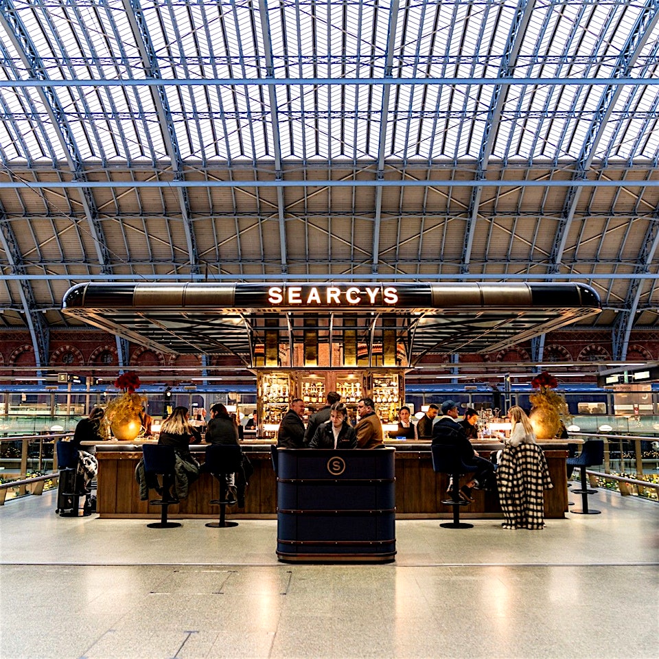 people at st pancras brasserie and champagne bar in kings cross london