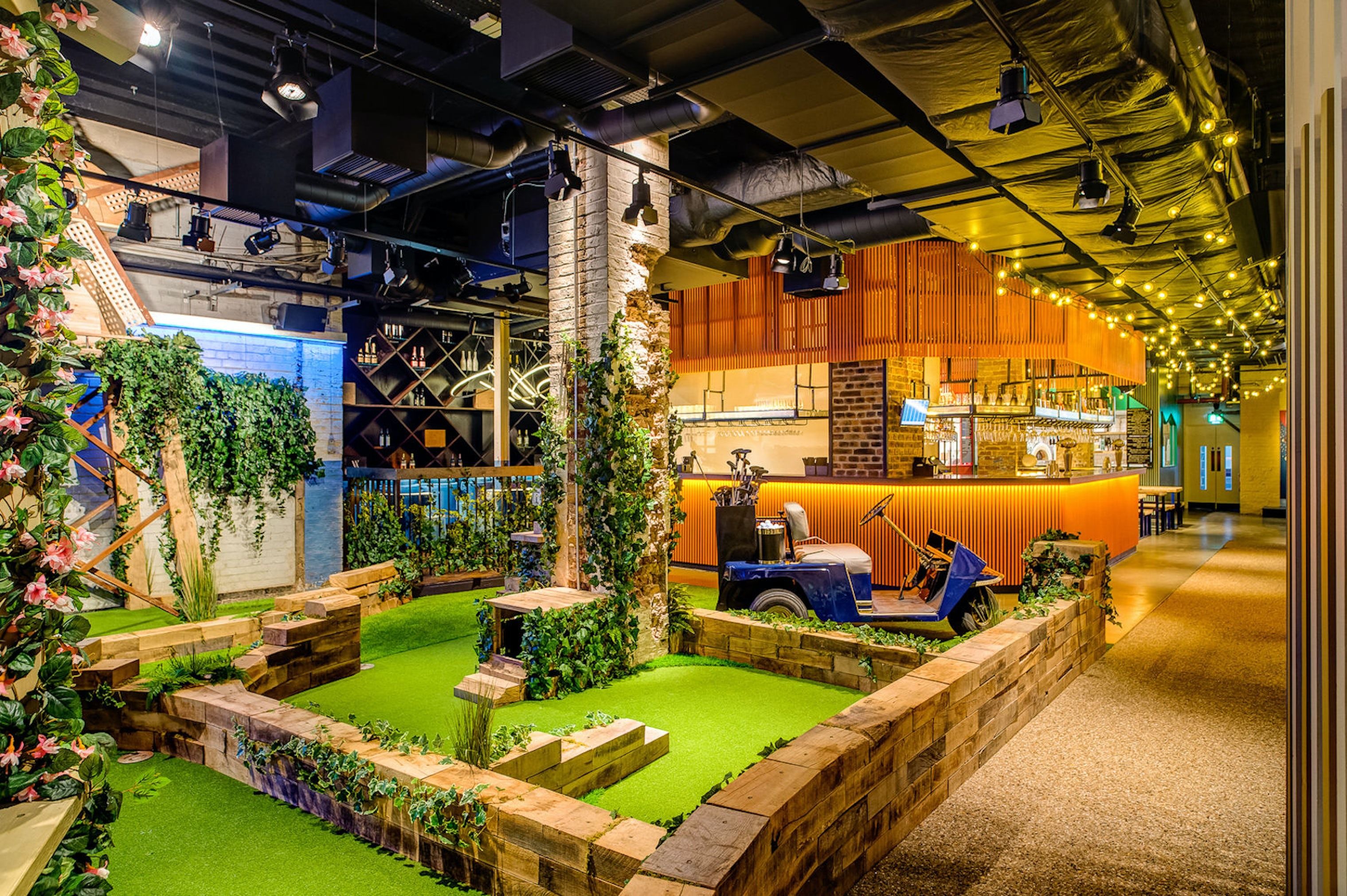 bar area at swingers crazy golf city of london team-building activity venue