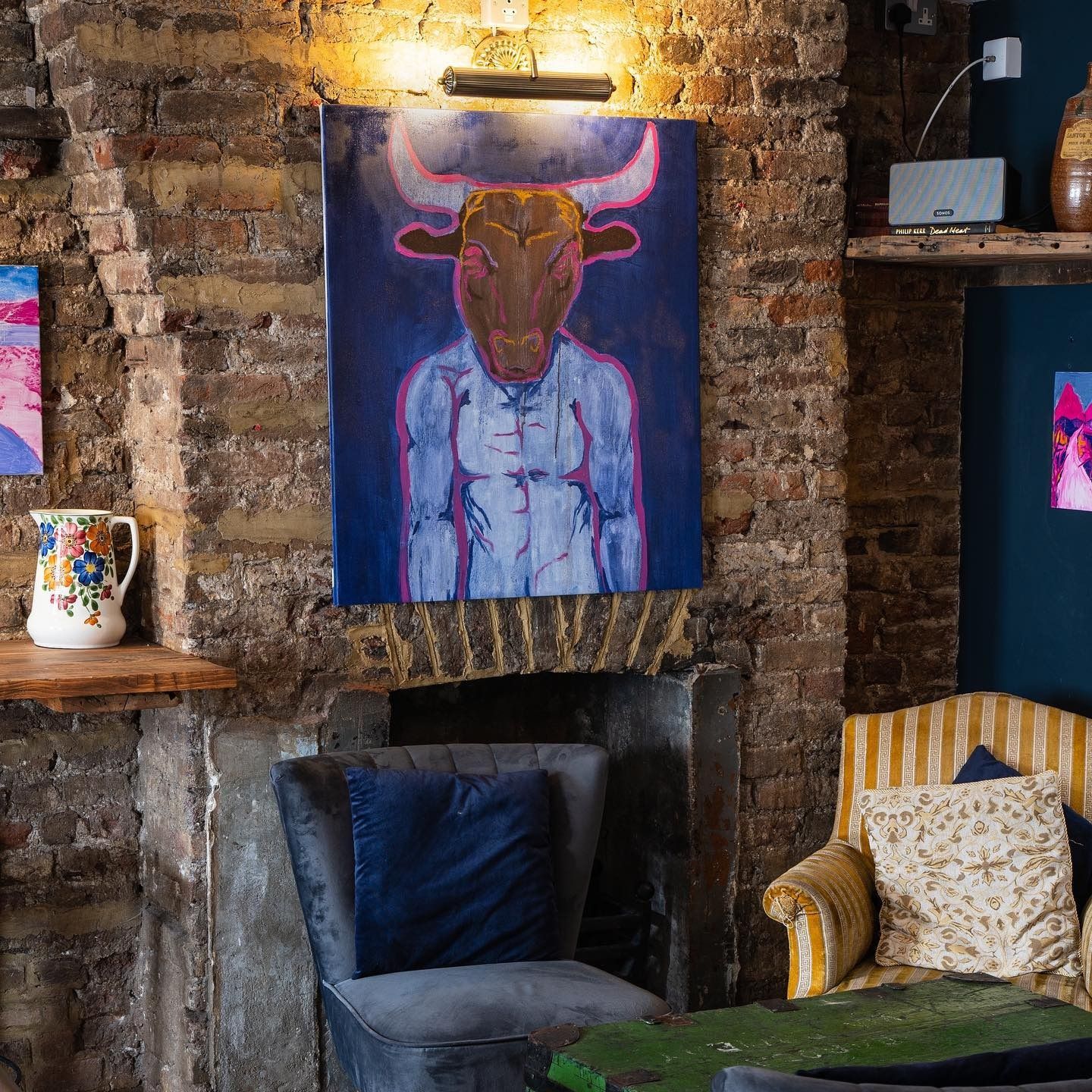artwork on display at tap and bottle london bridge wine bar london